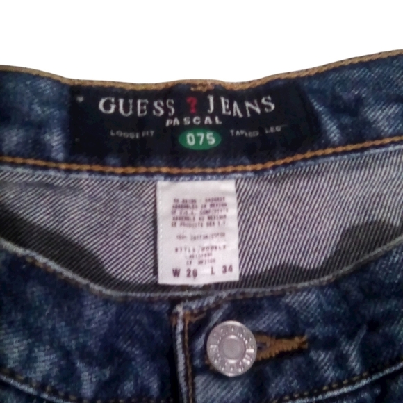 Guess Vintage Loose Fit High Waist Tapered Denim Jeans Classic Blue Size 29W 34L - Picture 3 of 5